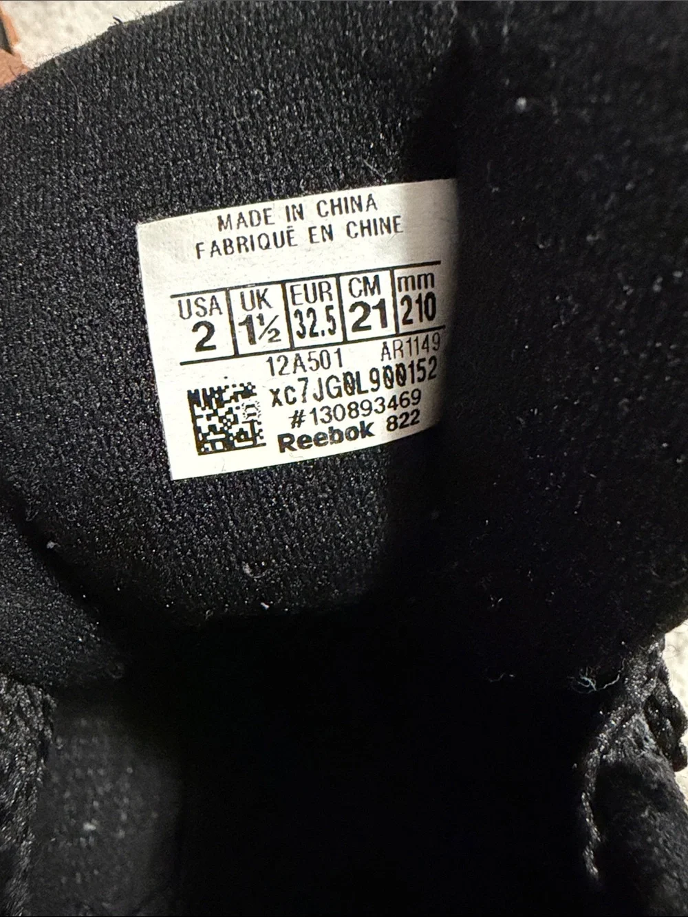 Reebok Black Leather Low-Top Sneakers with Gum Outsole